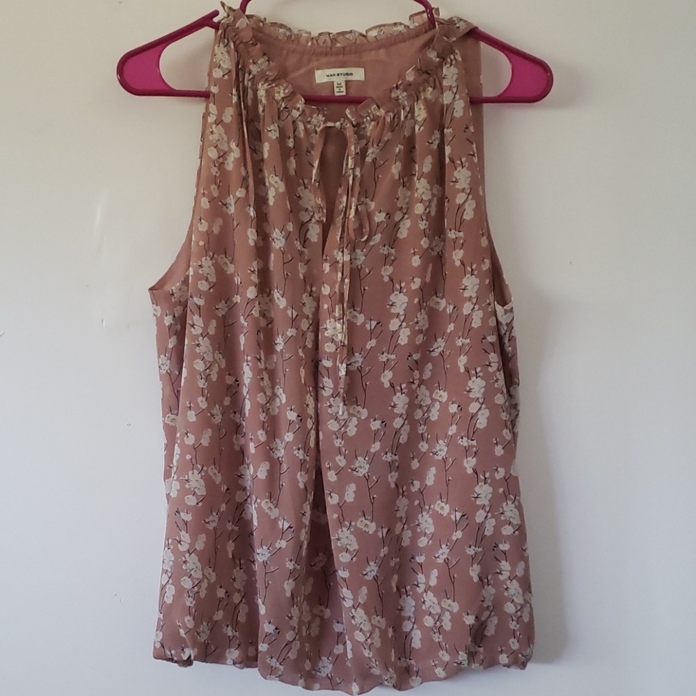 Max Studio Oline Tie Neck Blouse